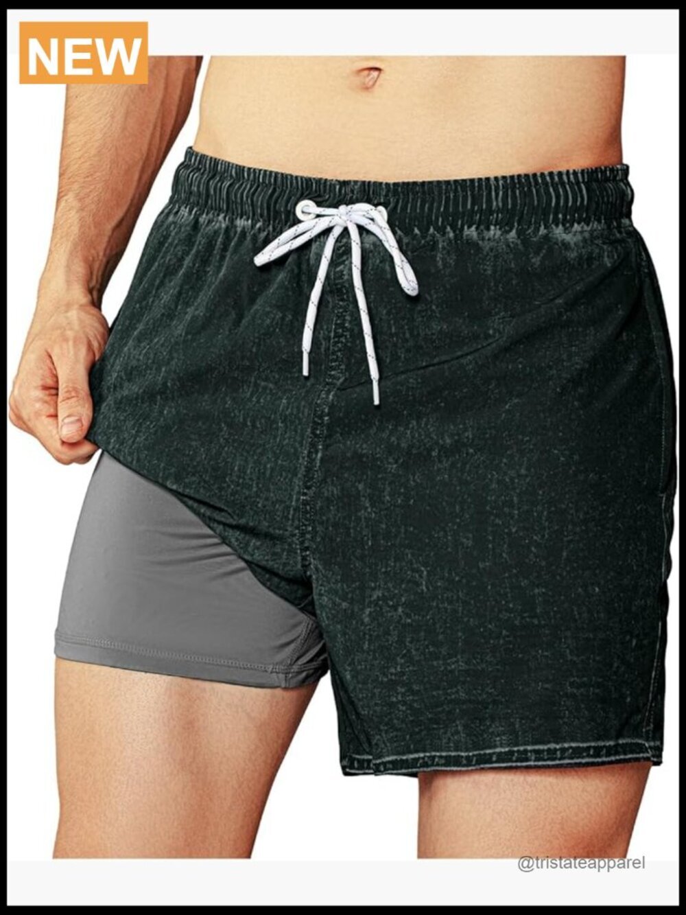 Mens 5 Inch Swim Trunks Quick Dry with Compression Liner Pockets